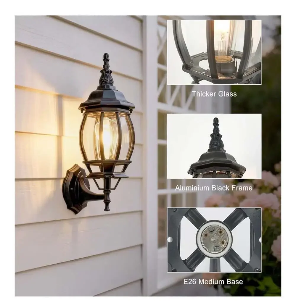 2-Pack Waterproof Aluminum Outdoor Light Fixture Exterior Porch Lights Outdoor W